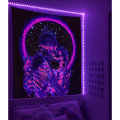Miniatyrbilde 1 av 7: Wekity Blacklight Skull Tapestry, The Kissing Lovers Tapestry UV Reactive Trippy Psychedelic Neon Tapestries – 70,9\" x 90,6\"