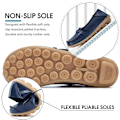 Miniatyrbild 3 av 5: Damloafers - Casuala slip-on loafers i läder för kvinnor - Bekväma körsko för utomhuspromenader - Mörkblå (storlek 41)
