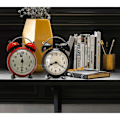 Miniatyrbillede 2 af 7: 5\" Lysende Vækkeur Lydløs Kvarts Analog Retro Dobbelt Klokke med Høj Alarm og Natlys, Sort