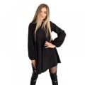 Miniatyrbilde 2 av 4: Kvinners 2023 Split V-hals Ruffle Chiffon Elegant Mini Kort Skjørt Kjoler(Svart L)