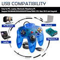 Miniatyrbilde 2 av 5: Klassisk USB-kontroller for N64-spill, USB Retro N64 Gamepad Joystick Joypad for Windows PC Mac Linux Raspberry Pi 3 (Transparent P
