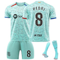 Miniatyrbild 1 av 5: Herr/Barn 2024 Ny Fotboll Aktivkläder FCB #27 PEDRI Fotbollströjor Mode Sport T-shirt Grön 20 No.8