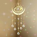 Miniatyrbillede 1 af 5: WJ123 Ondt Øje Have Solfanger - Store Prismer Krystal Kugle Vindklokker til Udendørs Solfanger Indendørs Vindue Boho Heksagtig Værelse Hjem Crystal Evil Eye