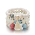 Miniatyrbilde 3 av 6: 5 sett bohemske treperle armbånd sett for kvinner flerlags dusk stablet perlet sjarm stretch statement armbånd sett