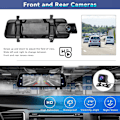 Miniatyrbilde 7 av 8: Speil Dash Cam med trådløs Apple CarPlay Android Auto, 1080P Front og bakre Dual Dash Cam for biler, lastebiler, 9,66 '' IPS Touchscree