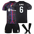 Miniatyrbillede 1 af 6: Barcelona GAVI #6 udebanetrøje, 23-24 FCB fælles special edition sort børne- og voksenfodboldtræningstrøje, julegave, fødselsdagsgave 28 No.6