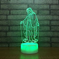 Miniatyrbillede 3 af 5: WJ 3D Jomfru Maria Natlys LED Lampe Illusion 7 Farve Skiftende Touch Control Bord Bord Dekoration Lamper Fødselsdag Gave Akryl Base USB Kabel Legetøj