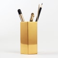 Miniatyrbillede 3 af 6: Guld Sekskantet Penneholder Ornament Kontorartikler Organizer Skrivebord