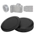 Miniatyrbild 5 av 9: Bärbar plastkamera kropp fram och bak linser lock skydd set för Canon EOSR full frame kamera svart