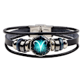 Miniatyrbild 1 av 5: Wekity Constellation Flätad Rep Armband - Punk Legering Läder Armband - Handvävd Flätad Rep Armband Punk Kedja Manschett