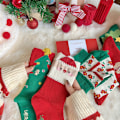 Pikkukuva 3 / 11: Joululahjasukat Lasten puuvillaa Syksy ja talvi Keskituubi Sukat Iso punainen Söpö ins Sukat Green Christmas Tree 1 pair