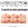 Miniatyrbild 3 av 9: Silikon Mini Donutform - 2-pack 6-håls Silikonformade Rörformar, Europeisk Kvalitet Icke-klibbiga Silikonformar för Donut, Je