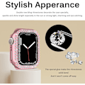 Pikkukuva 2 / 5: Apple Watch Series 7 41 mm:lle, Luksusinen Kristalliriipusinen Jäykkä PC-Kehys Kotelo Apple Watch Series 7 - Kaikki Puolen Bumper Kotelo (vaaleanpunainen)