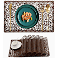 Pikkukuva 1 / 6: Muoviset vedenpitävät tabletit, 6 kpl, ruokapöydälle, pyyhittävät, pestävät vinyyli-PVC-kahvilatabletit keittiöön, ruskea C-browm Set of 6