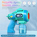 Miniatyrbild 6 av 9: Bubble Gun med Bubbelvätska, Bubbelmaskin för Småbarn med 360-Graders Läckagesäker Design, Ergonomiskt Grepp, Automatiska Bubbelpistoler