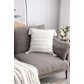 Miniatyrbillede 2 af 5: Pudebetræk 18x18 tommer Stribet Jacquard Bomuld Linned Dekorative Pudebetræk til Hjemmeindretning Sofa Landlig Stue Soveværelse（Hvid）