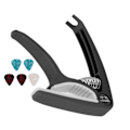 Miniatyrbild 8 av 11: Elektrisk gitarr capo ABS snabb frigöring Ukulele gitarr capo set med 5PCS gitarr plektrum för mandolin banjo svart