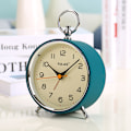 Miniatyrbild 1 av 5: Analog väckarklocka utan tickande med nattljus snooze-funktion rund retro väckarklocka batteridriven klocka för sovrum vardagsrum för barn，blå