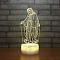 Miniatyrbillede 5 af 5: WJ 3D Jomfru Maria Natlys LED Lampe Illusion 7 Farve Skiftende Touch Control Bord Bord Dekoration Lamper Fødselsdag Gave Akryl Base USB Kabel Legetøj