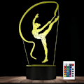 Miniatyrbilde 1 av 7: WJ 3D Gymnastikk Fjernkontroll 16 Farger Nattlys Illusjon Akryl LED Bordlampe Sengelampe Barn Soverom Skrivebord Dekor Bursdagsgaver Leker for Barn
