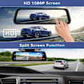 Miniatyrbilde 5 av 8: Speil Dash Cam med trådløs Apple CarPlay Android Auto, 1080P Front og bakre Dual Dash Cam for biler, lastebiler, 9,66 '' IPS Touchscree