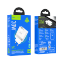 Miniatyrbilde 5 av 5: hoco. N21 Tuosu PD30W+QC3.0 lader Europeisk standard mobiltelefon nettbrett hurtiglading hode