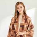 Miniatyrbillede 2 af 3: Dame Shawl Wraps Poncho Sweater Åben Front Cape Cardigan til Efterår Vinter Ferie（Brun）
