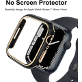Miniatyrbild 2 av 5: För Apple Watch Series 7 41mm, Pläterad styv PC-ramfodral Slim All-Around Bumperfodral för Apple Watch Series 7 (roséguld svart)
