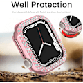 Pikkukuva 5 / 5: Apple Watch Series 7 41 mm:lle, Luksusinen Kristalliriipusinen Jäykkä PC-Kehys Kotelo Apple Watch Series 7 - Kaikki Puolen Bumper Kotelo (vaaleanpunainen)