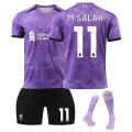 Pikkukuva 1 / 2: Liverpoolin 2. vieraspelipaidan lasten jalkapallopaita setti sukilla 2023-2024 - No.11 M.SALAN#M No.11 M.SALAN #M