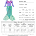 Miniatyrbillede 7 af 8: KumSoomliy Udklædningskostumer Havfrue Børn Piger Prinsesse Ariel Fancy Udklædning Langærmet Halloween Cosplay Ferie Jul Bir 120CM