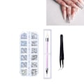 Miniatyrbild 6 av 11: Nagelkonst Strass Kit Plocka Penna Pinsett Bärbar Harts Färgglada Nagel Juveler Kit för Hemma Salong