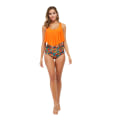 Miniatyrbild 2 av 7: Baddräkter för kvinnor Tvådelad badkläder Dubbel volangbaddräkt Topp med hög midja Botten Badkläder Bikini, Orange, 3XL