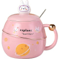 Miniatyrbilde 1 av 5: Søt kanin krus med lokk og skje, Kawaii påskegaver Keramiske krus kopp for kaffe/te/varm sjokolade/melk 500ml/17oz
