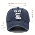 Miniatyrbilde 2 av 2: Unisex Baseball Cap I'M BOB DOING BOB THINGS Trykt Vasket Pappahatt Ensfarget Distressed Justerbar Hip Hop Solhatter For Kvinner & Menn khaki