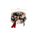 Miniatyrbillede 2 af 7: 5 sæt boheme stablede perlearmbånd flerlagede stræk armbånd flerfarvede smykkesæt boho vedhæng charme armbånd kvast armbånd
