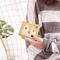 Miniatyrbillede 2 af 7: Kawaii pung til piger, sød pingvin kortholder, organizer, vegansk læder, trefoldet damepung, pingvin gul