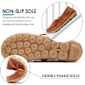 Miniatyrbild 3 av 4: Damloafers - Casuala slip-on loafers i läder för kvinnor - Bekväma körsko för utomhuspromenader - Orange (storlek 43)