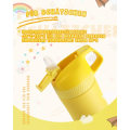 Miniatyrbilde 4 av 5: Barnevannsflaske med sugerør 400 ml, BPA-fri rustfritt stål drikkeflaske termos, dobbel termos for skole, gaver, reiser (gul)
