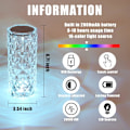 Miniatyrbillede 3 af 6: WJ123 Crystal Bordlampe RGB Farveskiftende Natlampe, Romantisk LED Rose Diamant Touch Lamper til Stue (Fjernbetjening & Berøring