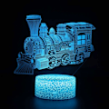 Miniatyrbillede 1 af 5: 7 farveskiftende natlampe 3D atmosfære pærelys 3D visuel illusion LED-lampe til børnelegetøj julefødselsdagsgaver (tog)
