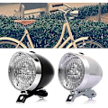 Pikkukuva 3 / 5: Rento Retro-pyörän etuvalo, 3 LED-pyörän etuvalo sumu Retro-etuvalo sumu yöturvallisuusvalo telineellä musta