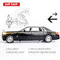 Miniatyrbillede 4 af 5: 1/24 Rolls-Royce Phantom Modelbil, Zink Legering Træk-Tilbage Legetøj Die-Cast Legetøjsbiler med Lyd og Lys til Børn Dreng Pige Gave (Sort)