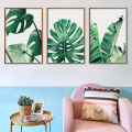 Miniatyrbild 3 av 8: Wekity Botaniska Väggkonst Tryck Set om 3 Tropiska Löv Canvas Dekor Växtblad Boho Väggdekor Bilder Gröna Boho Posters Konst Set Badrum Vägg A