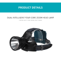 Miniatyrbillede 4 af 5: Genopladelig LED-hovedlampe til voksne, 90.000 lumen superlys hovedlampe lommelygte 90° justerbar 4 tilstande IPX5 vandtæt