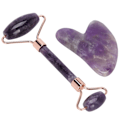 Miniatyrbilde 4 av 11: Bærbar ansiktsmassasjerull, ansiktsmassasjerull, hjerteformet Gua Sha-tavlesett (ametystrull, hjerteformet Gua Sha-tavle)
