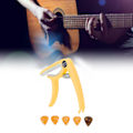Miniatyrbild 11 av 11: Elektrisk gitarr capo ABS snabb frigöring Ukulele gitarr capo set med 5PCS gitarr plektrum för mandolin banjo gul