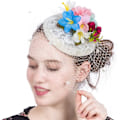 Miniatyrbillede 1 af 5: Festmiddag Bryllup Mesh Glamourøs Hat Damer Ny Millinery Fancy Blomst Bryllup Tiara Brud Damer Banket (Farve: Beige)
