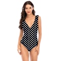 Miniatyrbillede 1 af 3: Kvinde V-hals Enkelt Stykke Badetøj Ruffle Tie Cover Mave Slim Enkelt Stykke Monokini  (Polka dots) S
