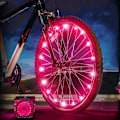 Miniatyrbilde 1 av 2: Rosa sykkelhjul lys, to moduser er alltid på + blinkendeMTB LED eike lys, sykkellys ledning varme hjul filament lengde 2M  ，(1 dekkpakke)